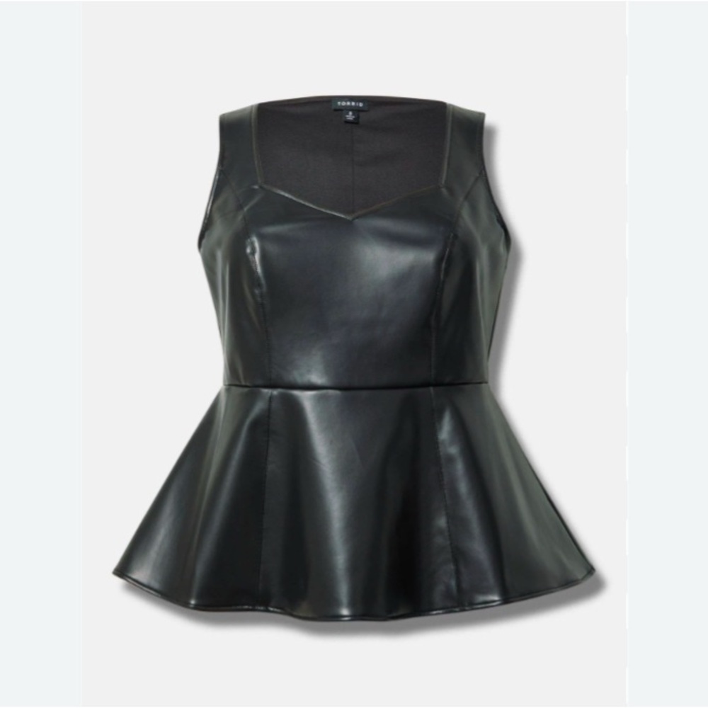 Torrid Black Faux Leather Peplum Top